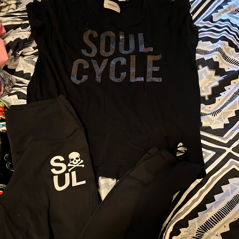 Lululemon SoulCycle leggings and SoulCycle shirt